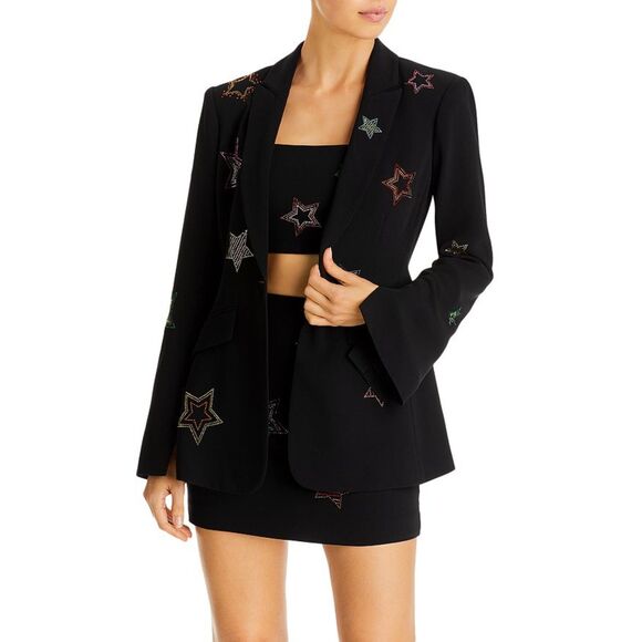 Cinq à Sept Women's Black Cheyenne Embellished Star Blazer Size 14 a - Picture 2 of 7